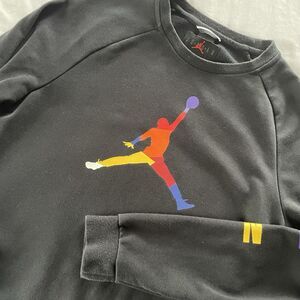 Rare Jordan Air Rainbow Logo Black Pullover Sweatshirt XL Crewneck Unisex